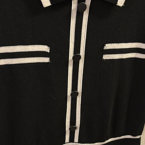 Ellen Tracy Black Midi Dress with White Trim - Picture 5 of 6